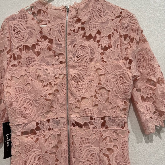 Lulus A Fine Romance Punk Blush Lace Dress Size M - Picture 8 of 12